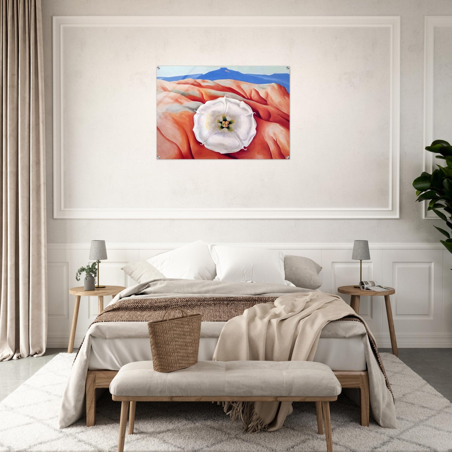 Red hills and white flower II - Georgia O'Keeffe Acrylic Print - 70x100 cm / 28x40″ inches | Georgia O'Keeffe Wall Art | Georgia O'Keeffe Prints