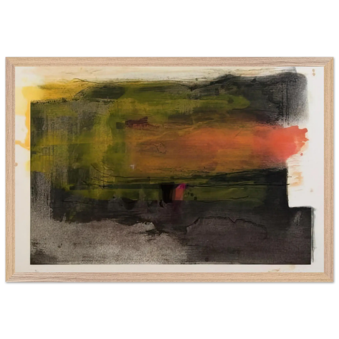 Helen Frankenthaler - Deep Sun - 1983 Wall art - 21x29.7 cm / 8x12" - Premium Wooden Framed Poster With Fine Art Paper - Wood frame