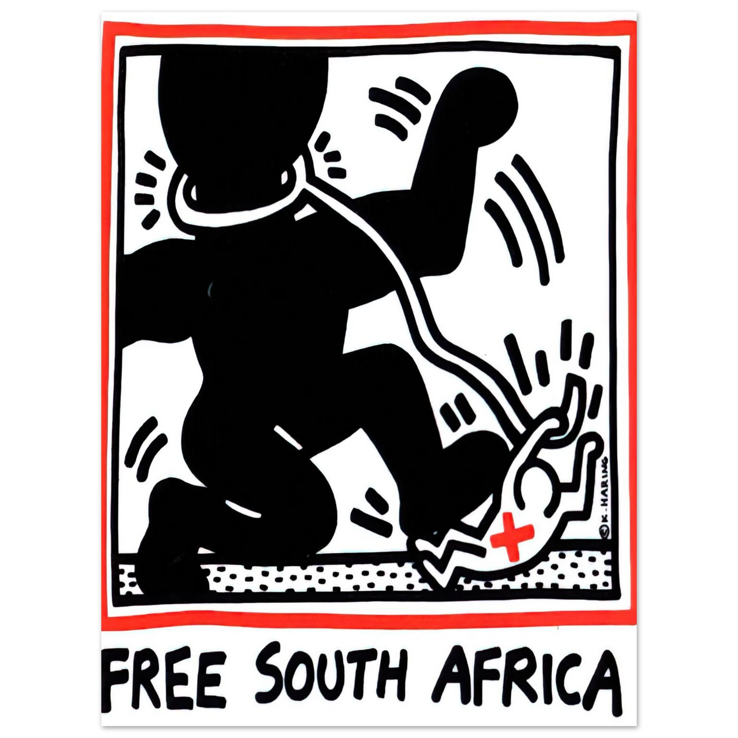 Keith Haring - FREE SOUTH AFRICA 1985  75x100 cm / 30x40inches Fine Art Poster
