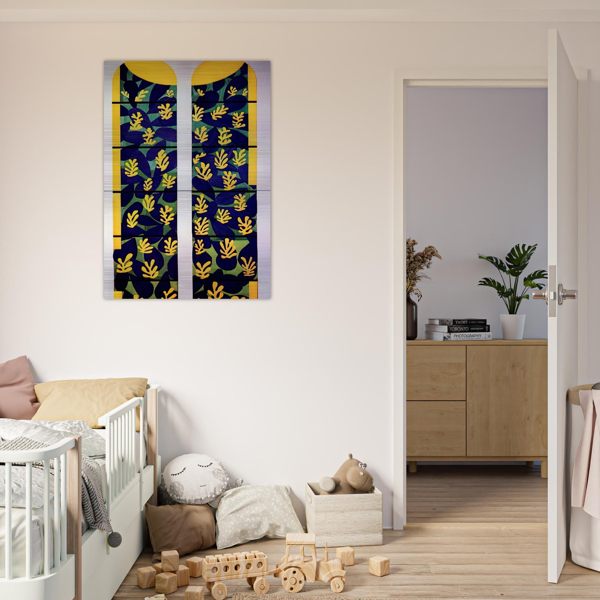 TREE OF LIFE STAINED GLASS BEHIND THE ALTAR IN THE CHAPEL OF THE ROSARY AT VENCE 1951 - Henri Matisse Brushed Aluminum Print - 70x100 cm / 28x40 inches | Henri Matisse Aluminum Print | Henri Matisse Prints