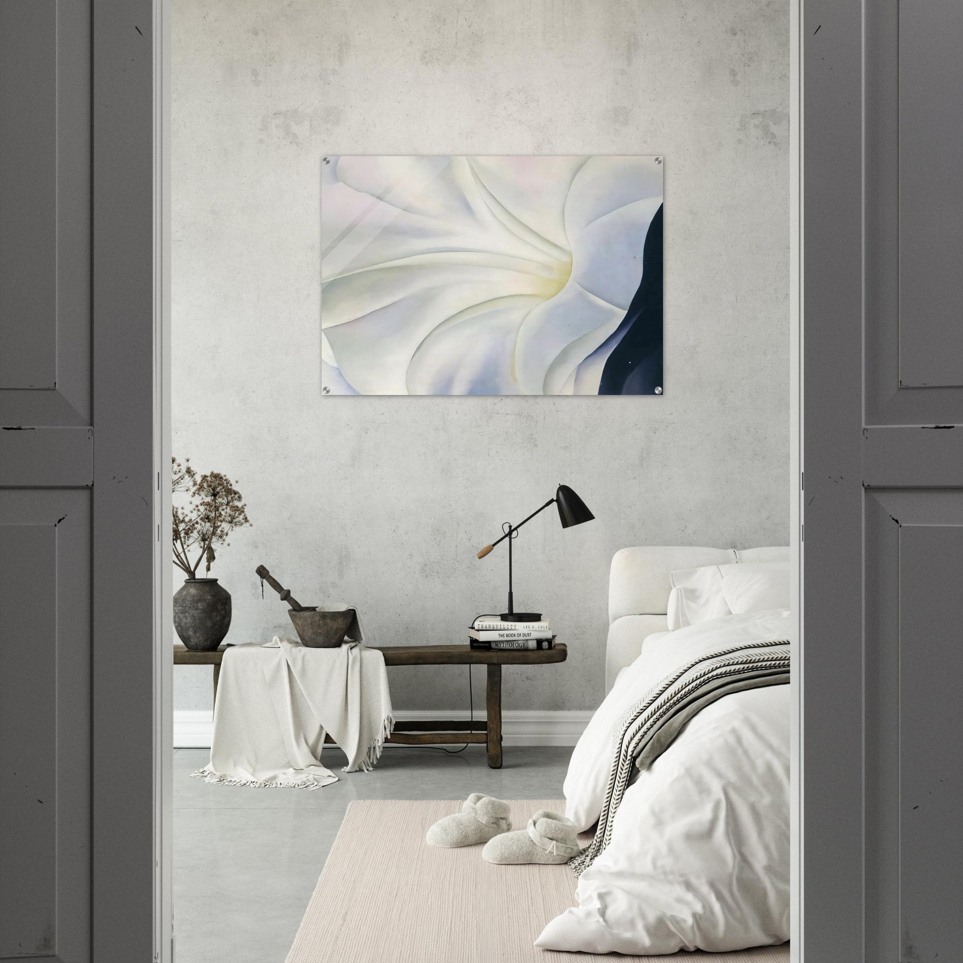 Morning Glory with Black - Georgia O'Keeffe Acrylic Print - 70x100 cm / 28x40″ inches | Georgia O'Keeffe Wall Art | Georgia O'Keeffe Prints