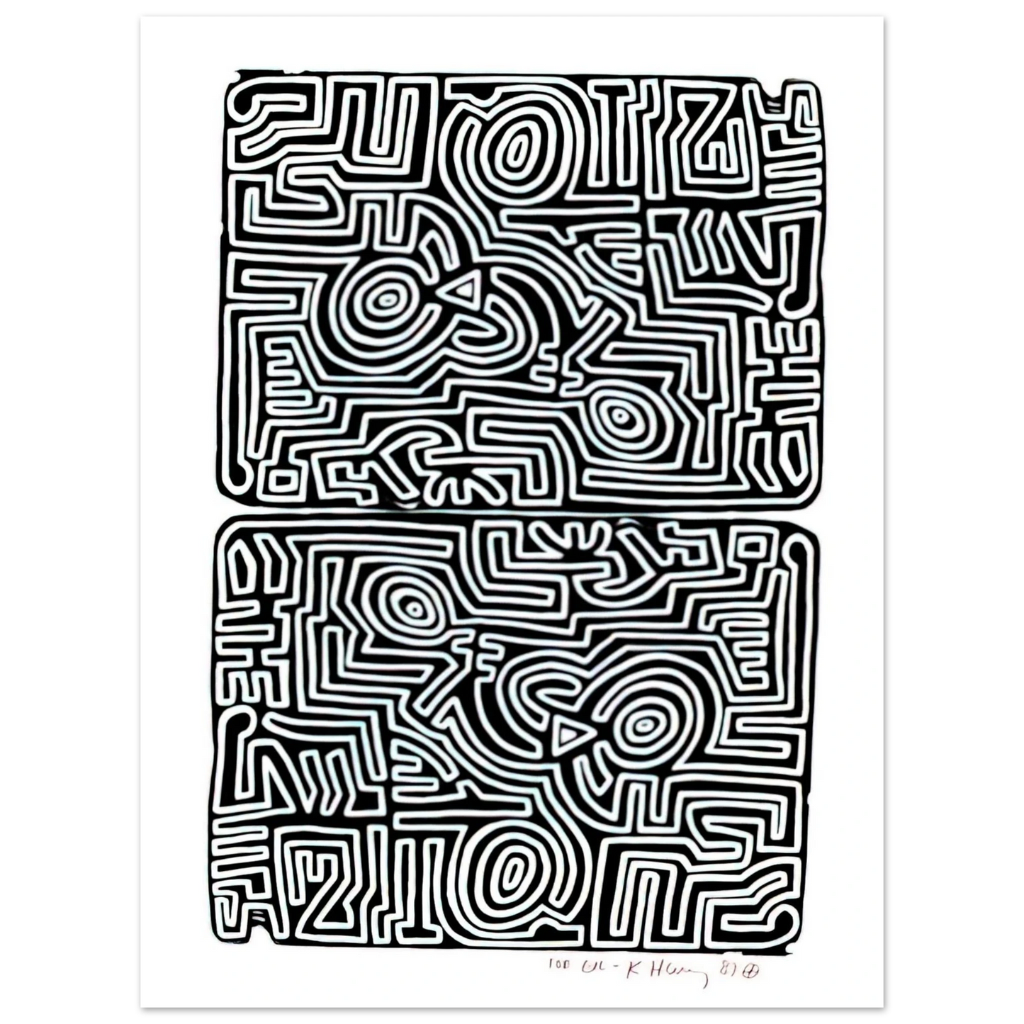 Keith Haring - LABYRINTH 1989  75x100 cm / 30x40inches Fine Art Poster
