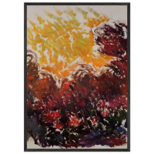 The Garden at Giverny - claude monet 70x100 cm / 28x40 inches Framed Art Print – Black Wooden Frame