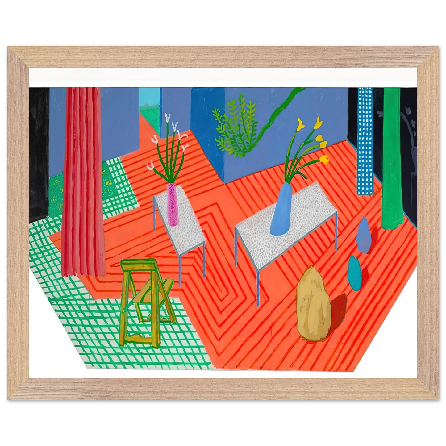 David Hockney - David Hockney Wall art - 15x20 cm / 6x8 inches - Premium Wooden Framed Poster With Fine Art Paper-canvas - White frame