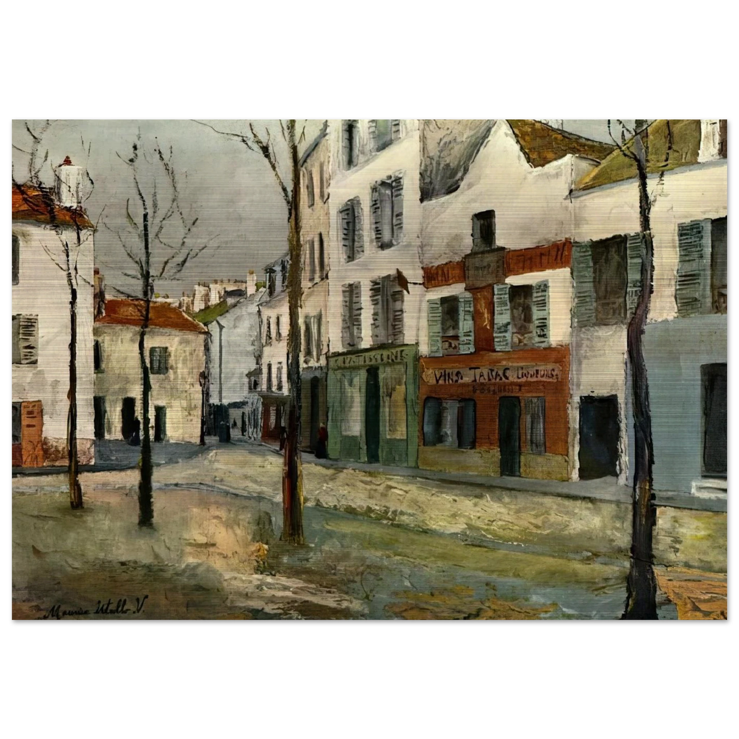 SQUARE TERTRE ON MONTMARTRE 2 - Maurice Utrillo Brushed Aluminum Print - 70x100 cm / 28x40 inches | Maurice Utrillo Aluminum Print | Maurice Utrillo Prints