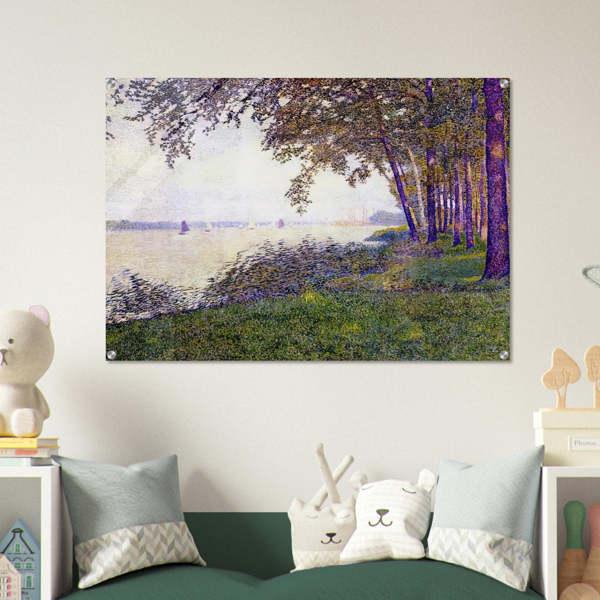 THE SCHELDE UPSTREAM FROM ANTWERP AFTER FOG 1892 - Theo van Rysselberghe Acrylic Print - 70x100 cm / 28x40″ inches