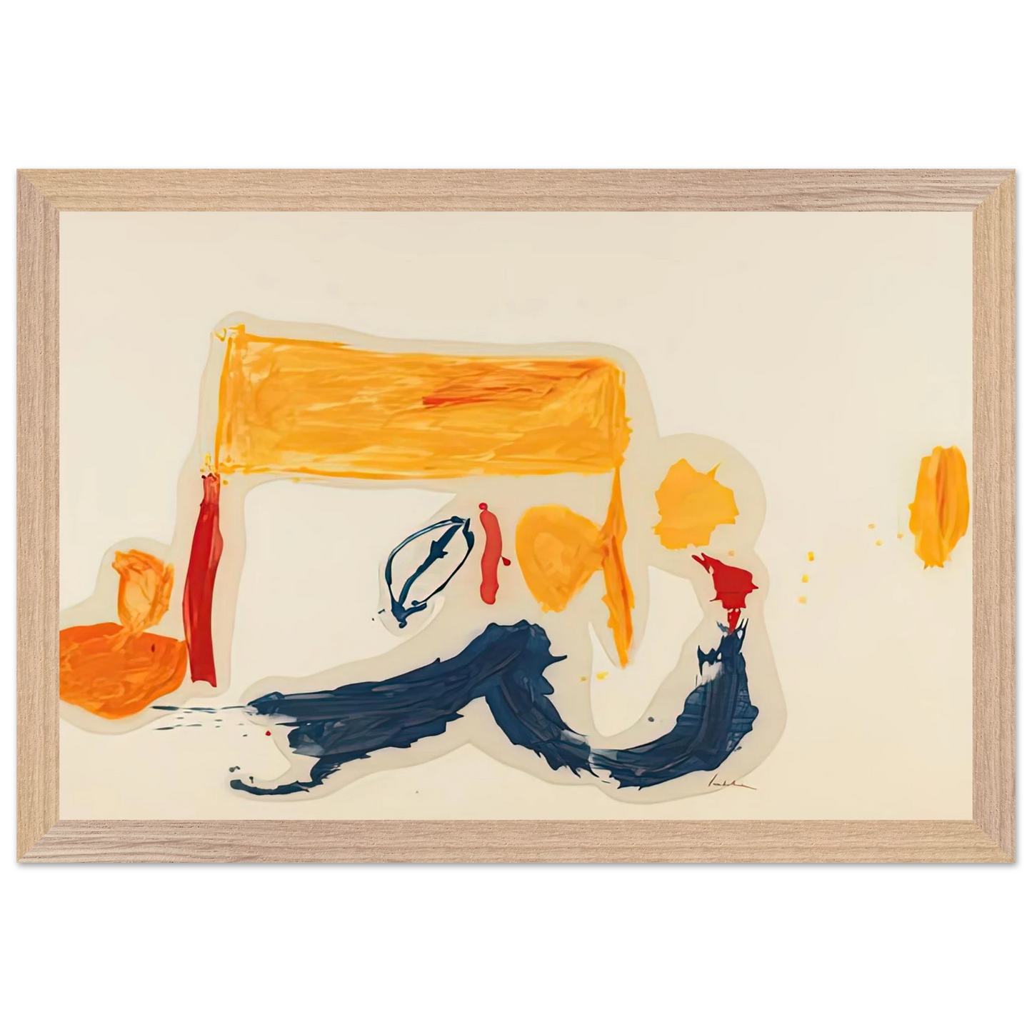 Helen Frankenthaler - Yellow Games, 1962- Wall Art - 30x40 cm / 12x16 inches - Premium Wooden Framed Poster With Fine Art Paper-canvas - Black frame