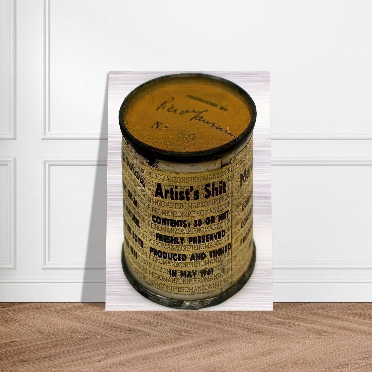 Artist's Shit - Piero Manzoni Brushed Aluminum Print - 70x100 cm / 28x40 inches | Piero Manzoni Aluminum Print | Piero Manzoni Prints