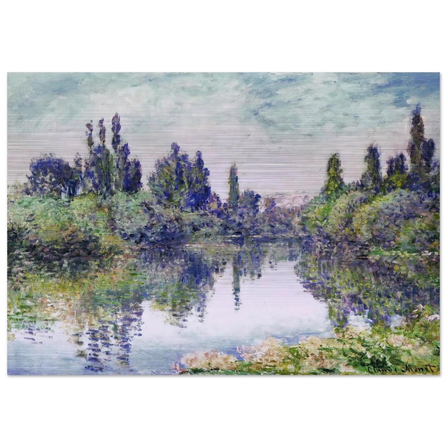 Morning on the Seine, near Vetheuil - claude monet Brushed Aluminum Print - 70x100 cm / 28x40 inches | claude monet Aluminum Print | claude monet Prints