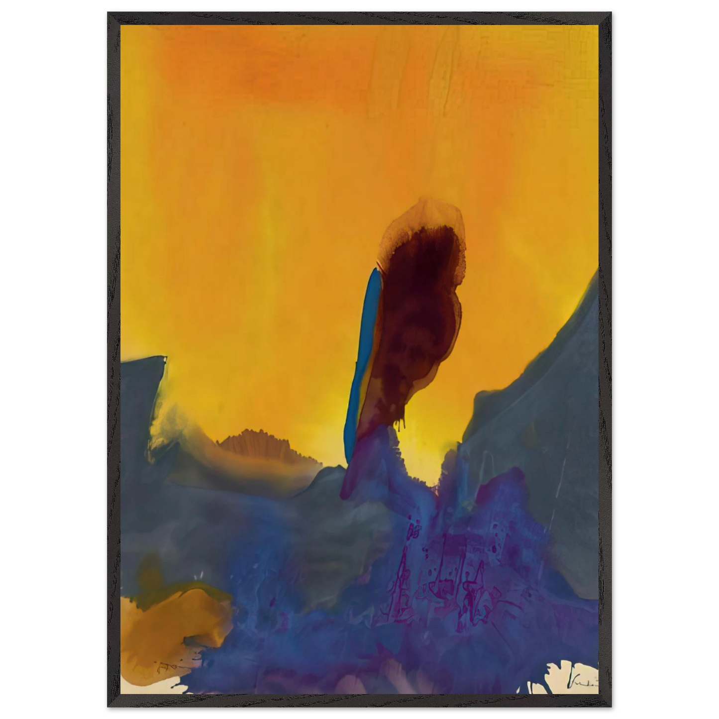 Helen Frankenthaler - Glow II - 1968 Wall art - 40x50 cm / 16x20 inches - Premium Wooden Framed Poster With Fine Art Paper-canvas - Black frame