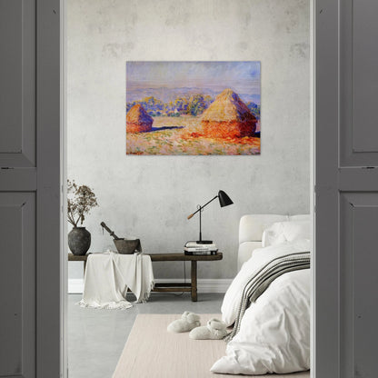 Grainstacks in the Sunlight, Morning Effect - claude monet Brushed Aluminum Print - 70x100 cm / 28x40 inches | claude monet Aluminum Print | claude monet Prints