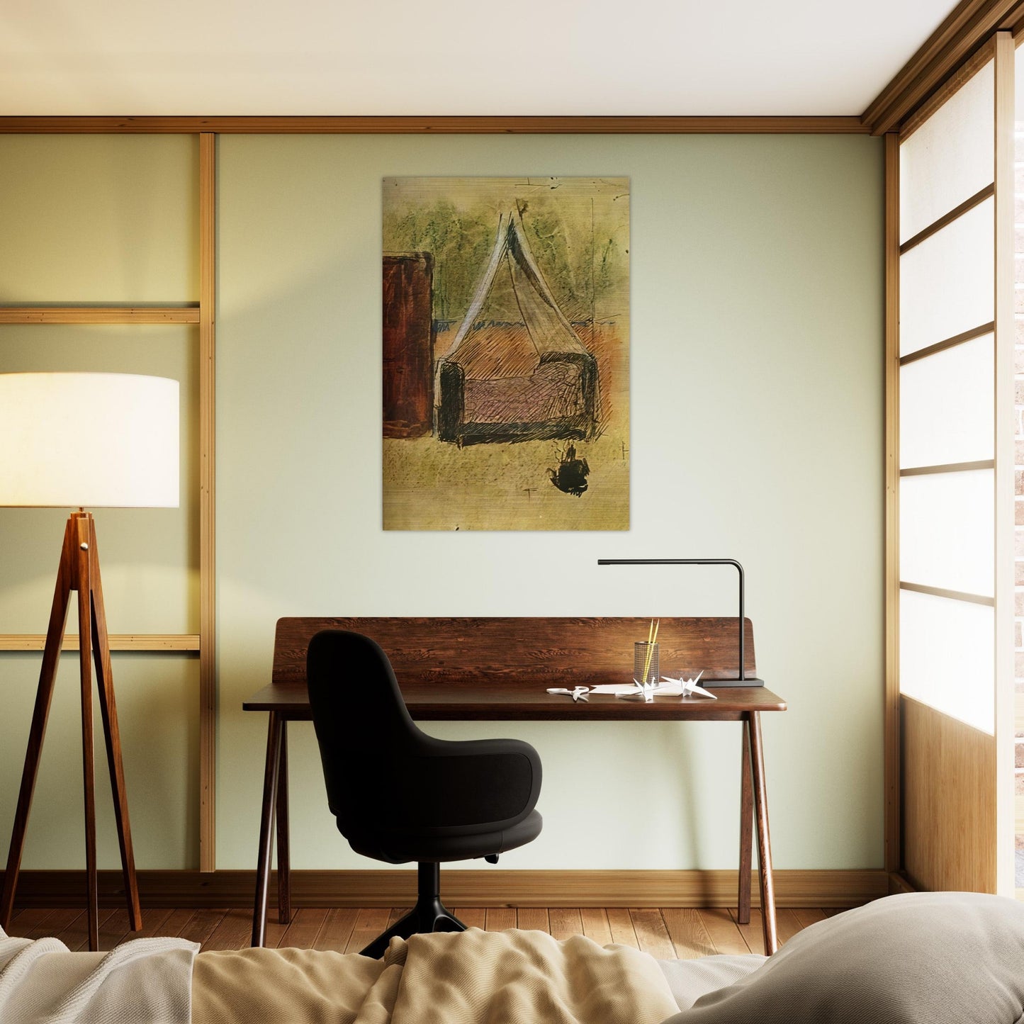 Bed with mosquito nets - Pablo Picasso Brushed Aluminum Print - 70x100 cm / 28x40 inches | Pablo Picasso Aluminum Print | Pablo Picasso Prints