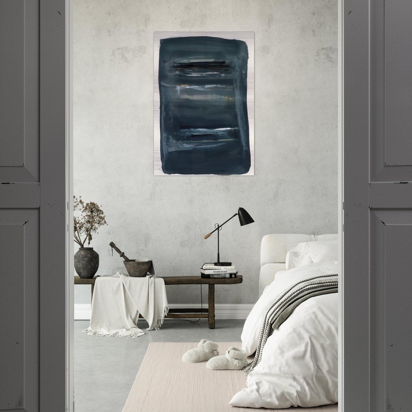Abstract with Blue and Black - Abstract Expressionism - Larry Zox Brushed Aluminum Print - 70x100 cm / 28x40 inches | Larry Zox Aluminum Print | Larry Zox Prints