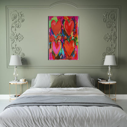 FOUR HEARTS 1969 - Jim Dine Brushed Aluminum Print - 70x100 cm / 28x40 inches | Jim Dine Aluminum Print | Jim Dine Prints
