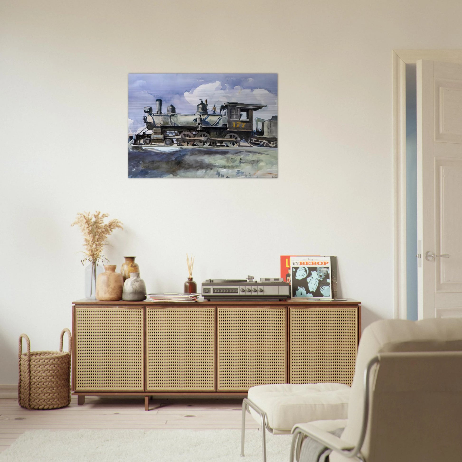 D. and R. G. Locomotive - Edward Hopper Brushed Aluminum Print - 70x100 cm / 28x40 inches | Edward Hopper Aluminum Print | Edward Hopper Prints