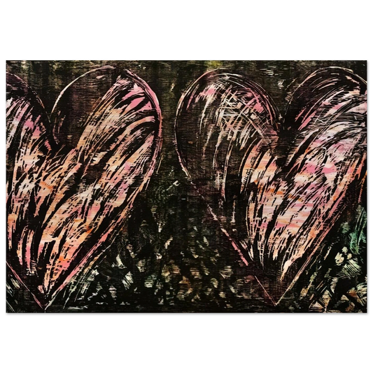 TWO HEARTS IN A FOREST 1981 - Jim Dine Brushed Aluminum Print - 70x100 cm / 28x40 inches | Jim Dine Aluminum Print | Jim Dine Prints