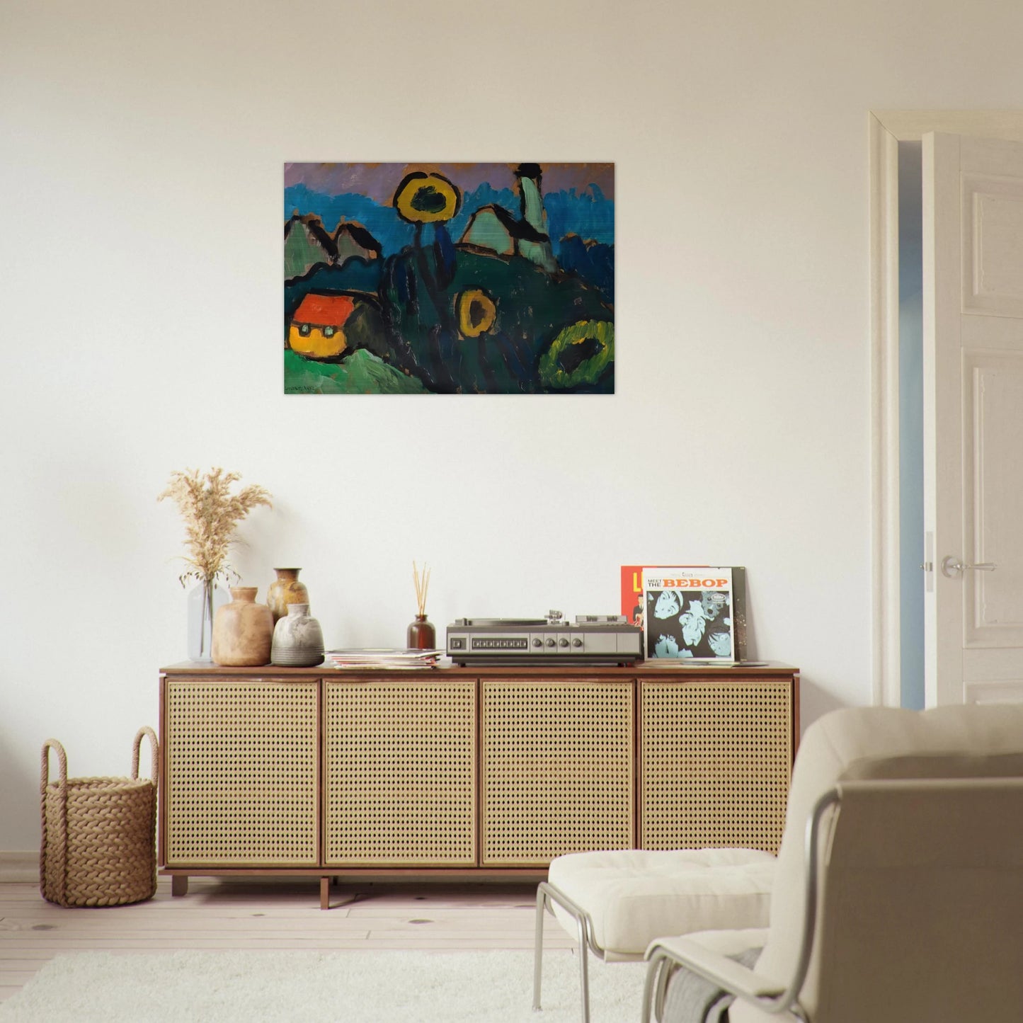 LANDSCHAFT MIT SONNENBLUMEN 1910 - Gabriele Munter Brushed Aluminum Print - 70x100 cm / 28x40 inches | Gabriele Munter Aluminum Print | Gabriele Munter Prints