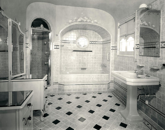 1920s Bathroom Art Print: Upscale Tiled Interior | RedKalion