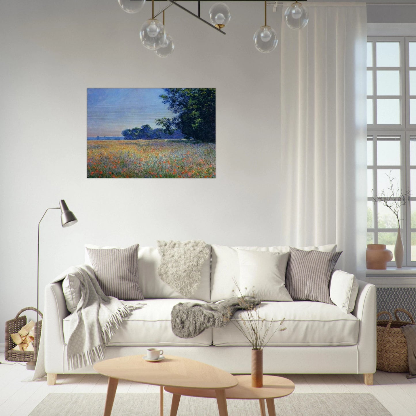 Oat and Poppy Field, Giverny - claude monet Brushed Aluminum Print - 70x100 cm / 28x40 inches | claude monet Aluminum Print | claude monet Prints