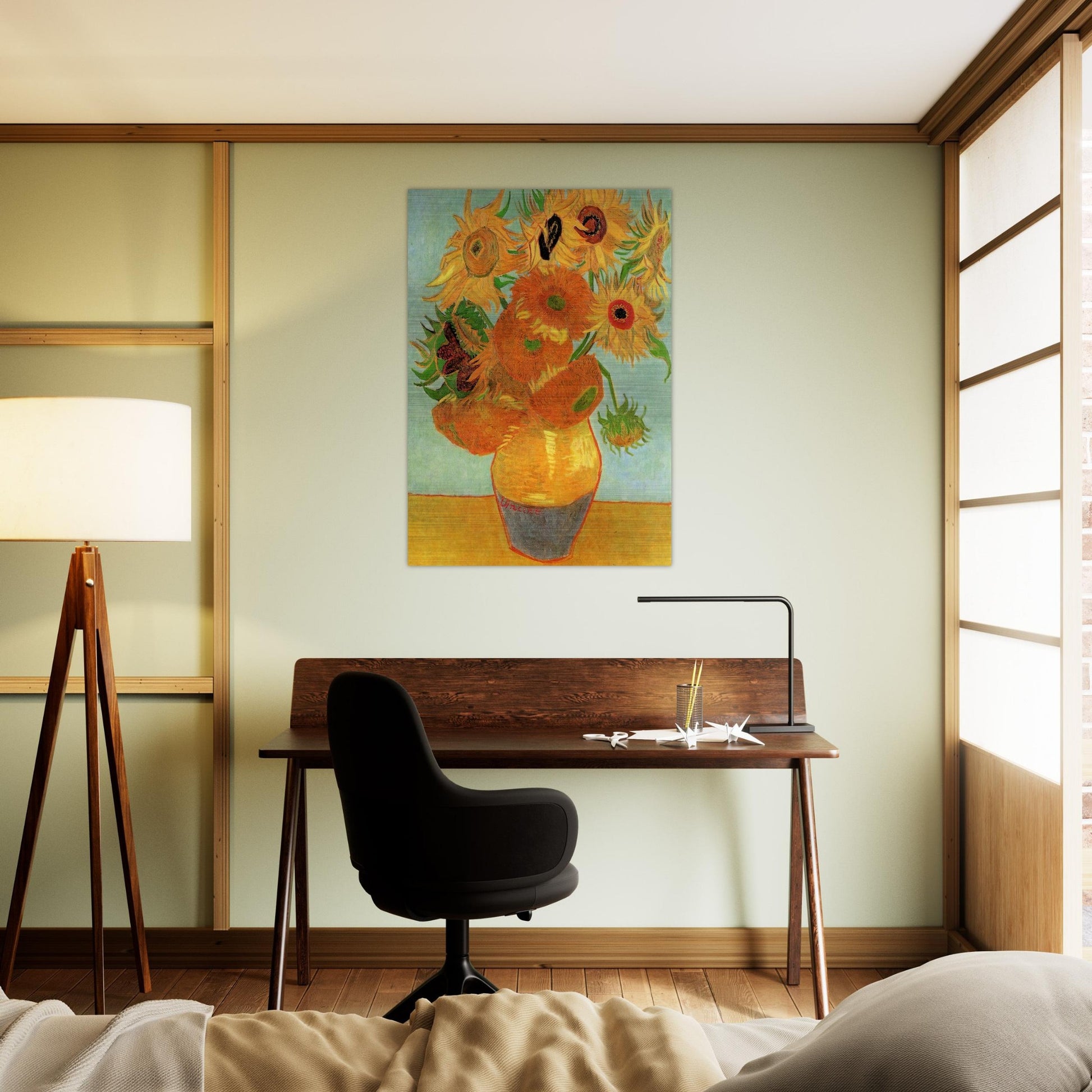 Still Life Vase with Twelve Sunflowers - Vincent van Gogh Brushed Aluminum Print - 70x100 cm / 28x40 inches | Vincent van Gogh Aluminum Print | Vincent van Gogh Prints