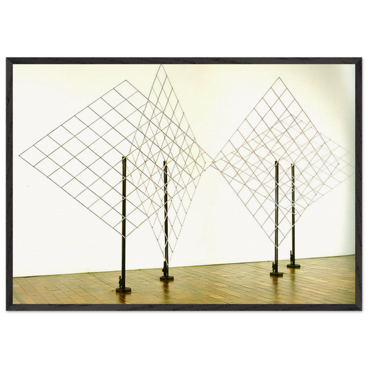 4 Self-distorting Grids - 1965 - Francois Morellet 70x100 cm / 28x40 inches Framed Art Print – Black Wooden Frame
