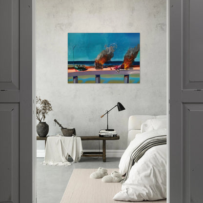 Longo Crash - 1982 - Carlos Almaraz Brushed Aluminum Print - 70x100 cm / 28x40 inches | Carlos Almaraz Aluminum Print | Carlos Almaraz Prints
