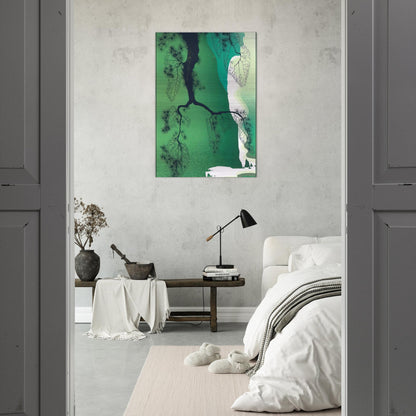 Sea Cliffs and Pine Branch - Eyvind Earle Brushed Aluminum Print - 70x100 cm / 28x40 inches | Eyvind Earle Aluminum Print | Eyvind Earle Prints