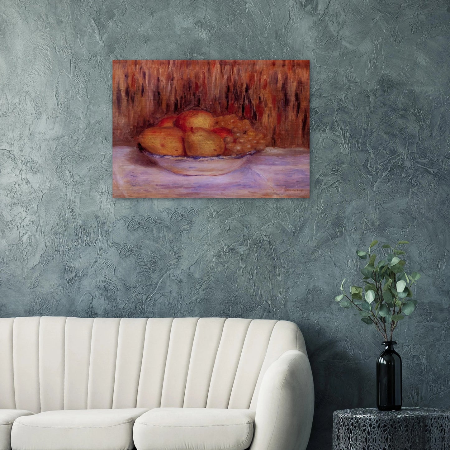 Still Life with Pears and Grapes - Pierre-Auguste Renoir Brushed Aluminum Print - 70x100 cm / 28x40 inches | Pierre-Auguste Renoir Aluminum Print | Pierre-Auguste Renoir Prints