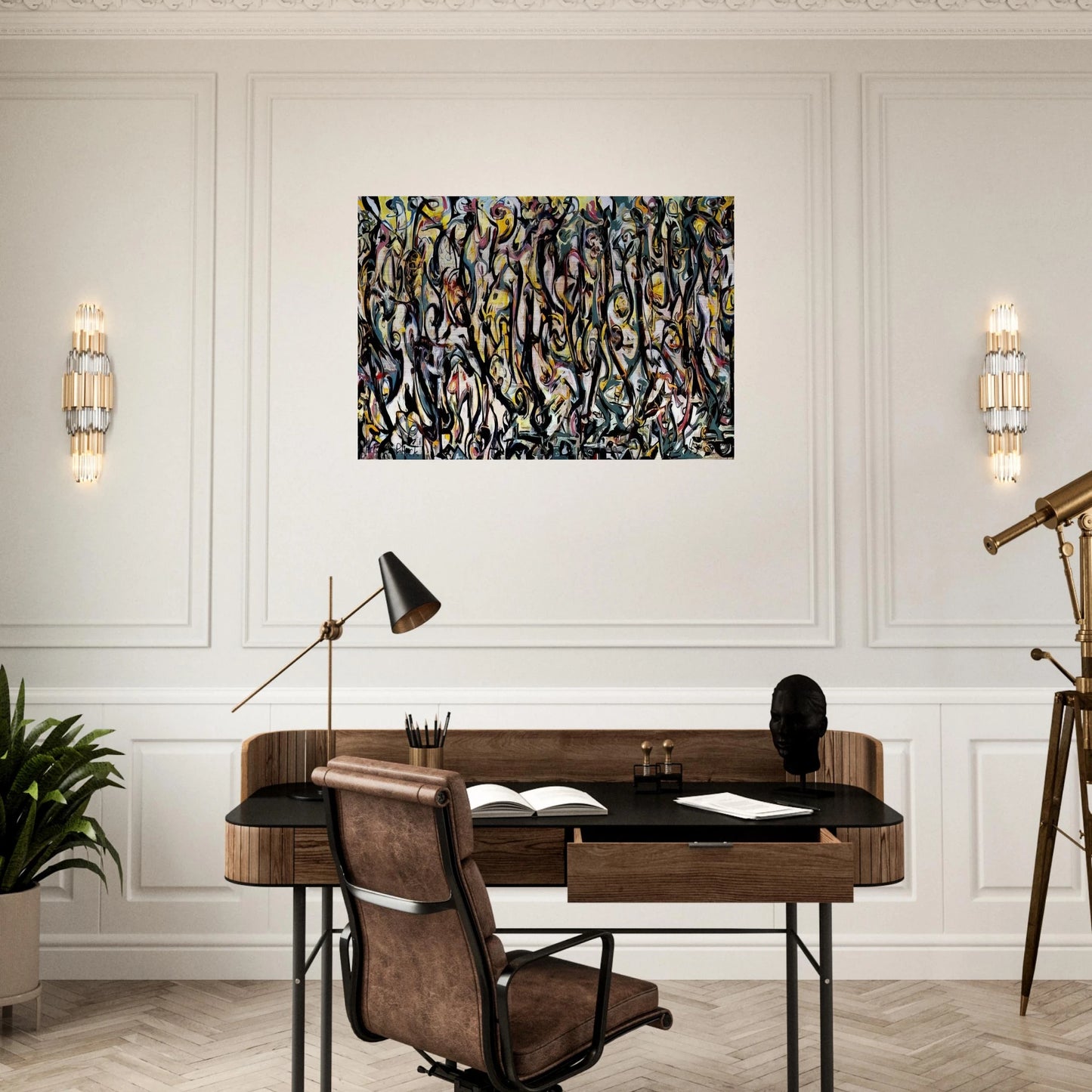MURAL 1943 1 - Jackson Pollock Brushed Aluminum Print - 70x100 cm / 28x40 inches | Jackson Pollock Aluminum Print | Jackson Pollock Prints