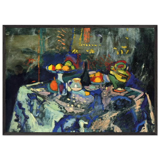 STILL LIFE WITH VASE BOTTLE AND FRUIT - Henri Matisse 70x100 cm / 28x40 inches Framed Art Print – Black Wooden Frame