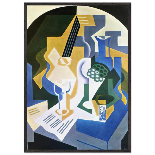 STILL LIFE WITH FRUIT BOWL AND MANDOLIN 1919 - Juan Gris 70x100 cm / 28x40 inches Framed Art Print – Black Wooden Frame