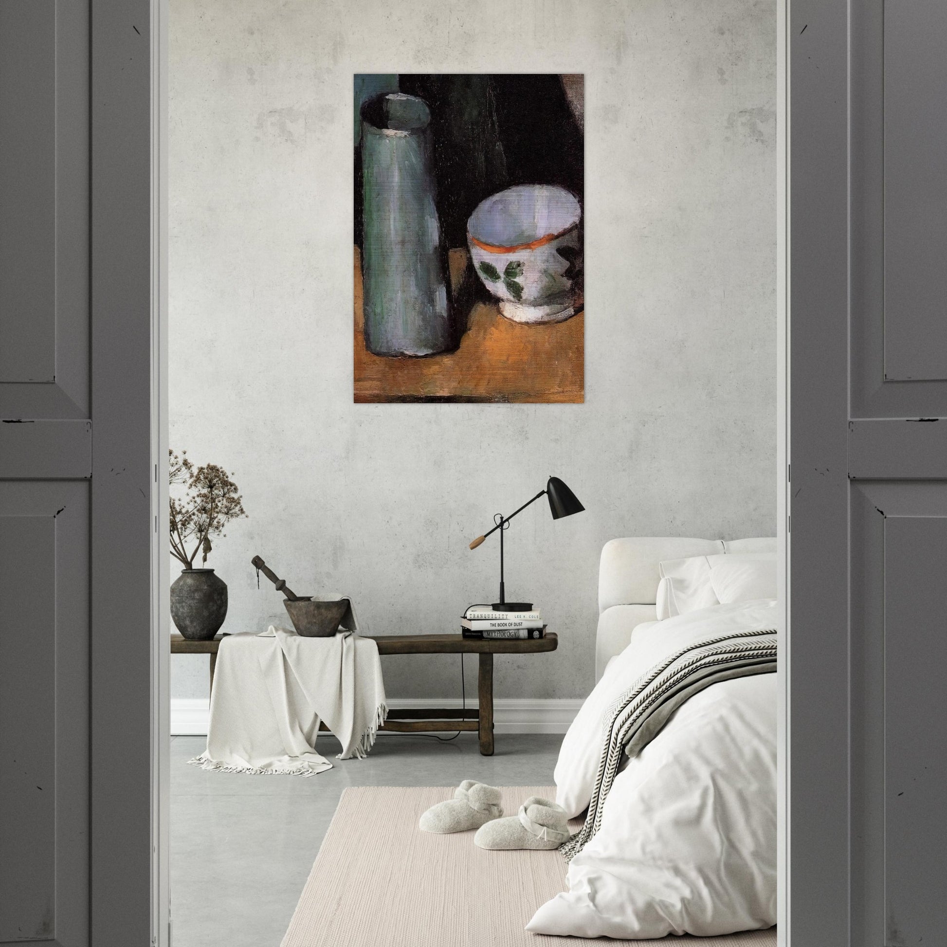 Still Life, Bowl and Milk Jug - Paul Cézanne Brushed Aluminum Print - 70x100 cm / 28x40 inches | Paul Cézanne Aluminum Print | Paul Cézanne Prints
