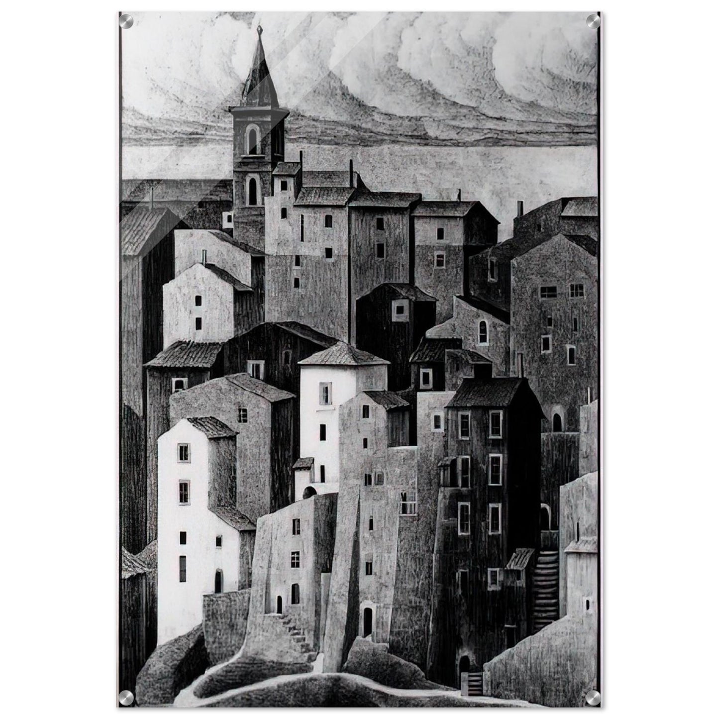 GENAZZANO ABRUZZI NOVEMBER 1929 1929 - MC Escher Acrylic Print - 70x100 cm / 28x40″ inches | Maurits Cornelis Escher Prints