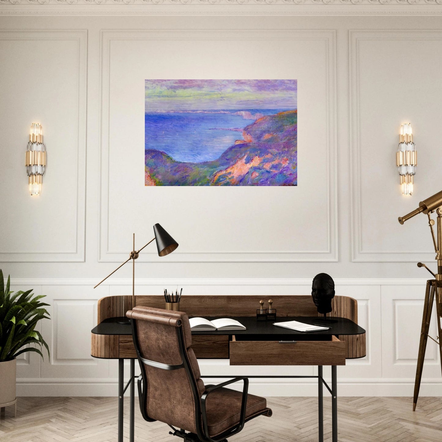 Cliff near Dieppe 2 - claude monet Brushed Aluminum Print - 70x100 cm / 28x40 inches | claude monet Aluminum Print | claude monet Prints