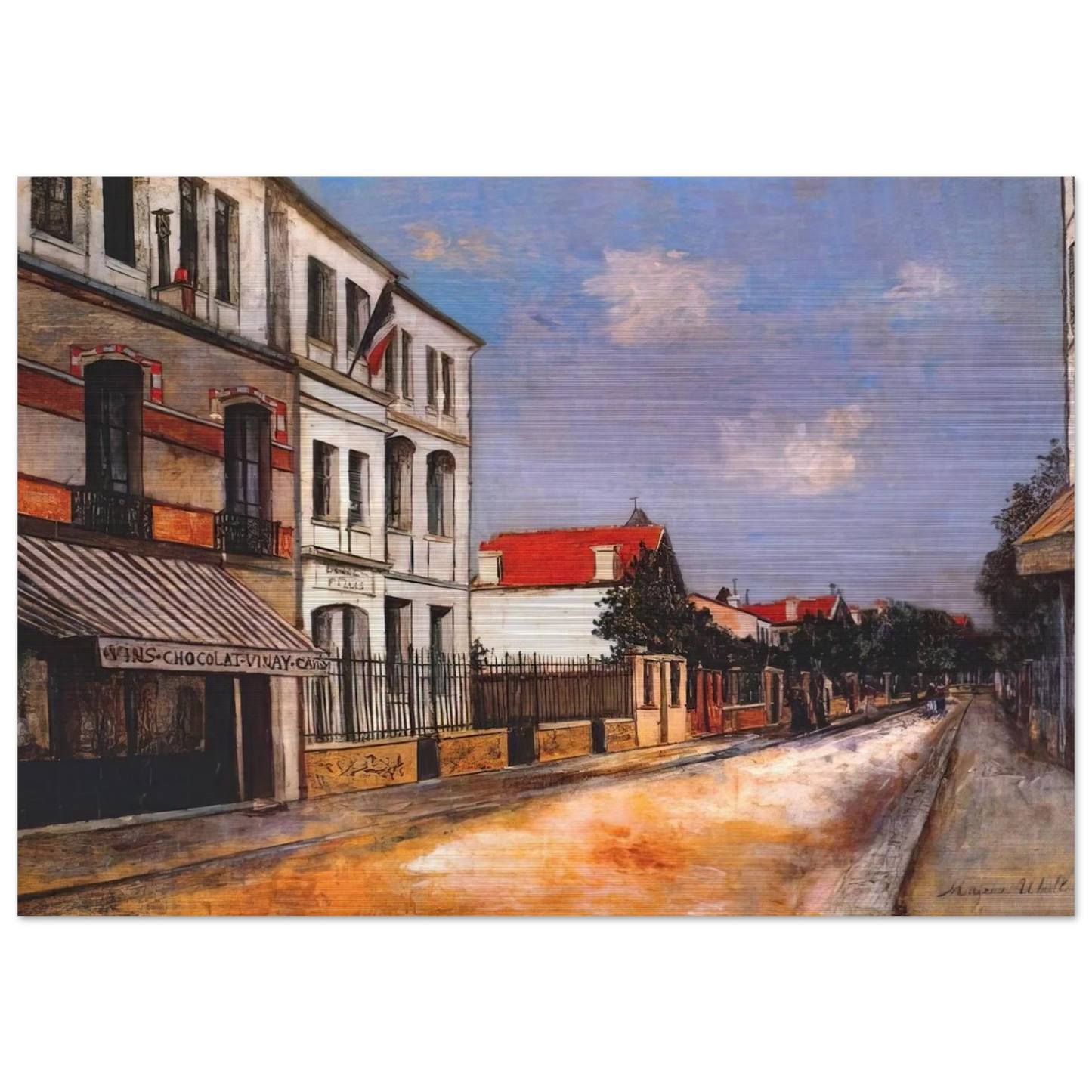 ASNIERES STREET - Maurice Utrillo Brushed Aluminum Print - 70x100 cm / 28x40 inches | Maurice Utrillo Aluminum Print | Maurice Utrillo Prints