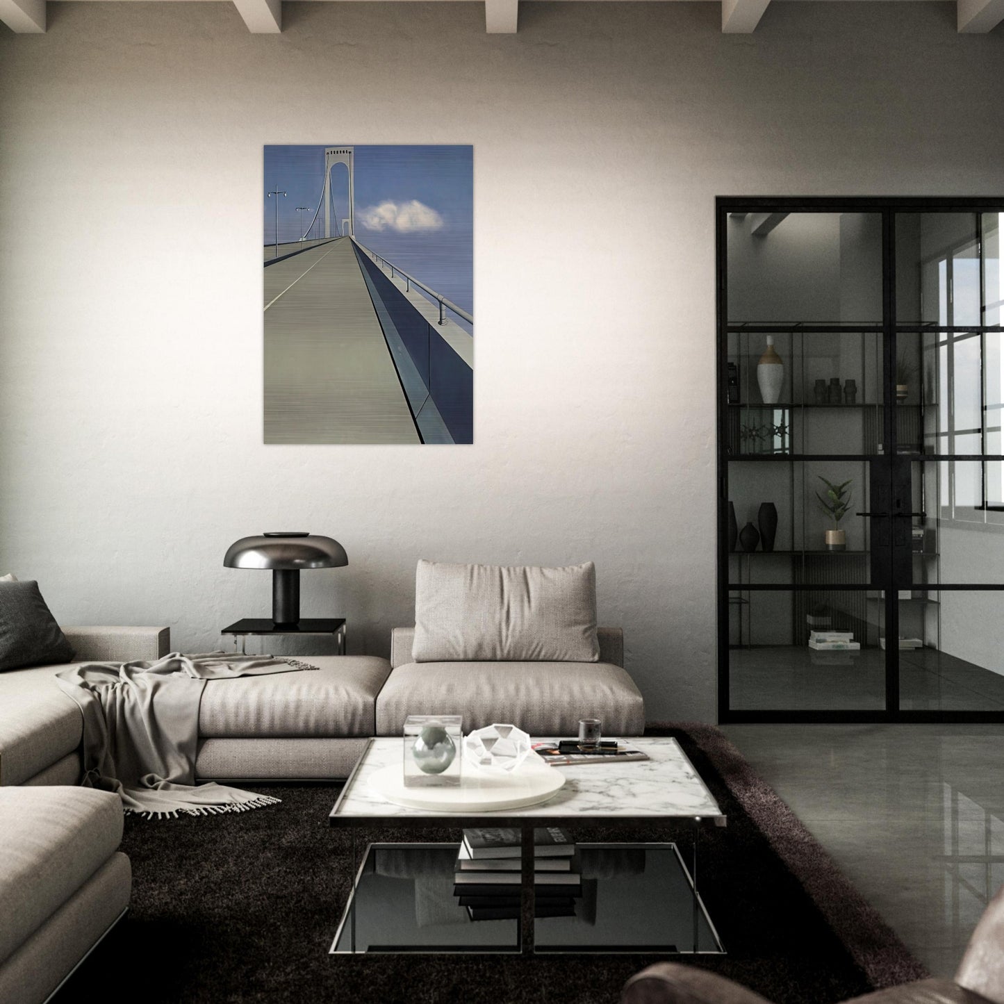 Whitestone Bridge - 1940 - Ralston Crawford Brushed Aluminum Print - 70x100 cm / 28x40 inches | Ralston Crawford Aluminum Print | Ralston Crawford Prints