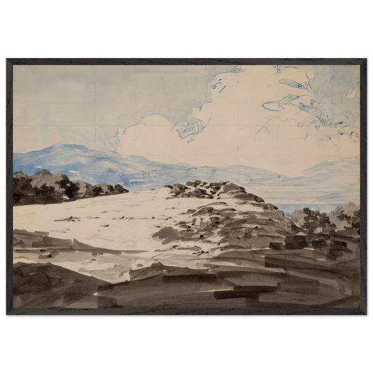 Sheep Pasture Cornish New Hampshire - Maxfield Parrish 70x100 cm / 28x40 inches Framed Art Print – Black Wooden Frame