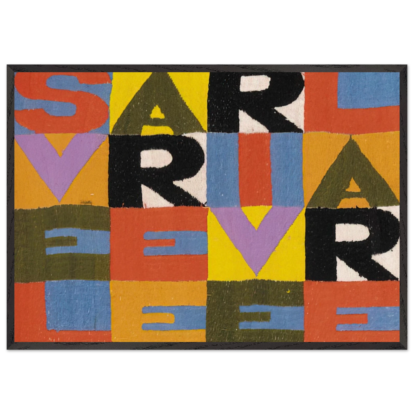 SVELARE E RIVELARE - Alighiero Boetti 70x100 cm / 28x40 inches Framed Art Print – Black Wooden Frame