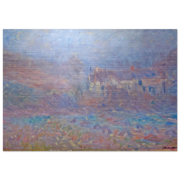 Houses at Falaise in the Fog - claude monet Brushed Aluminum Print - 70x100 cm / 28x40 inches | claude monet Aluminum Print | claude monet Prints