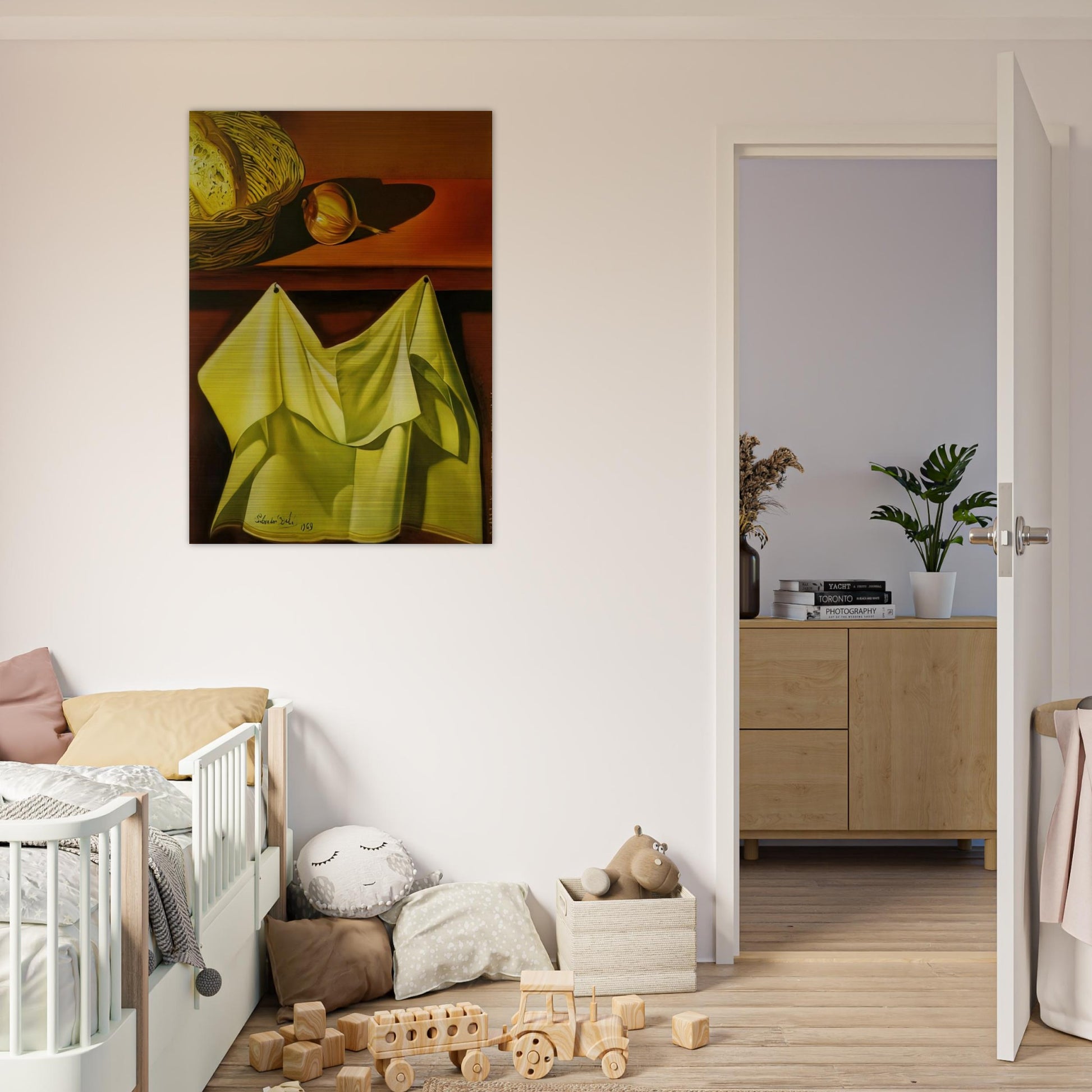UNTITLED STILL LIFE WITH WHITE CLOTH - Salvador Dali Brushed Aluminum Print - 70x100 cm / 28x40 inches | Salvador Dali Aluminum Print | Salvador Dali Prints