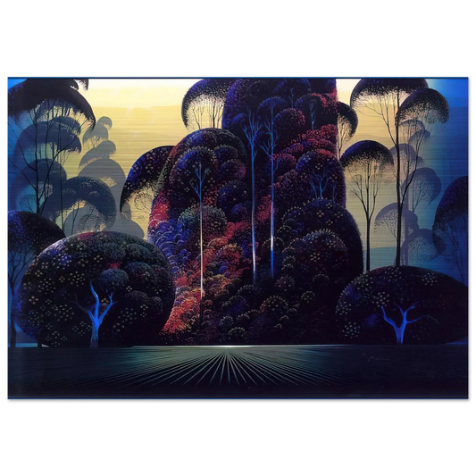 Mendocino - Eyvind Earle Brushed Aluminum Print - 70x100 cm / 28x40 inches | Eyvind Earle Aluminum Print | Eyvind Earle Prints