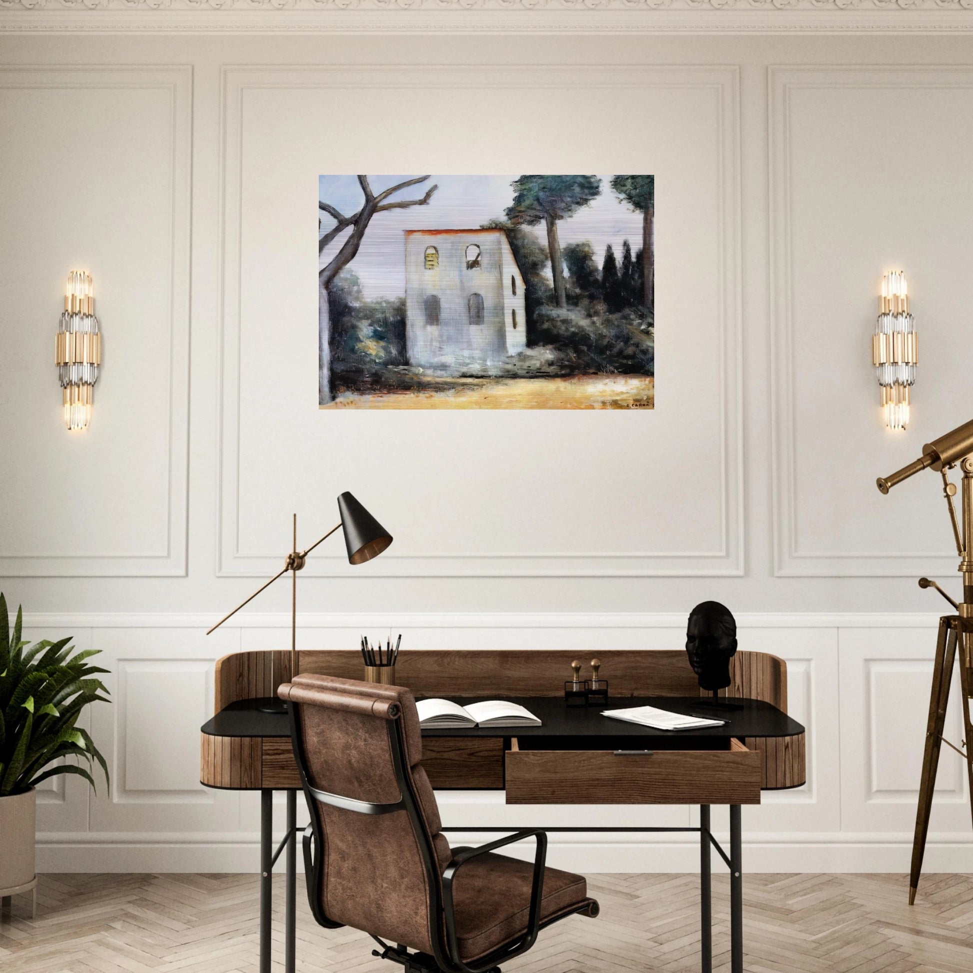 LA CASA ABBANDONATA 1930 - Carlo Carra Brushed Aluminum Print - 70x100 cm / 28x40 inches | Carlo Carra Aluminum Print | Carlo Carra Prints
