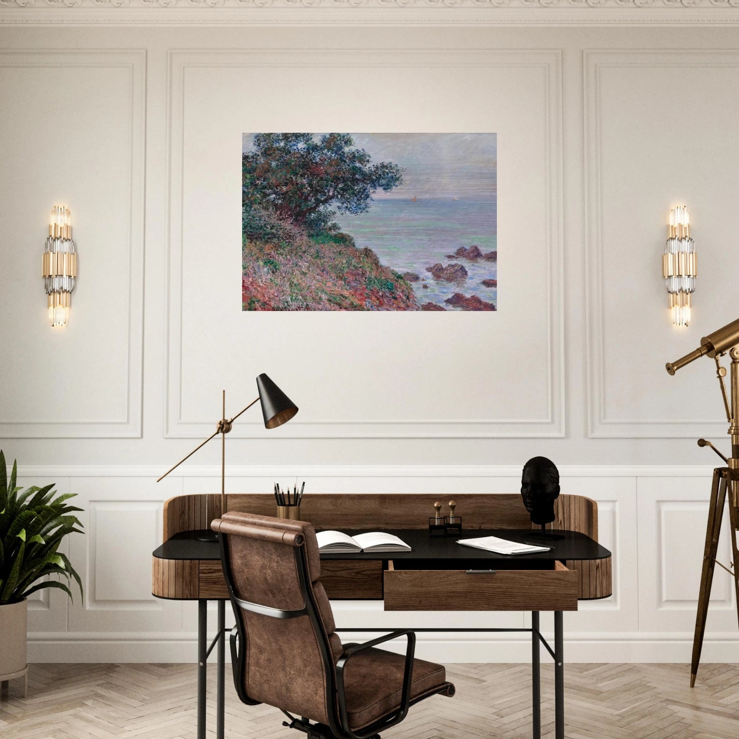 Mediteranian Coast, Grey Day - claude monet Brushed Aluminum Print - 70x100 cm / 28x40 inches | claude monet Aluminum Print | claude monet Prints