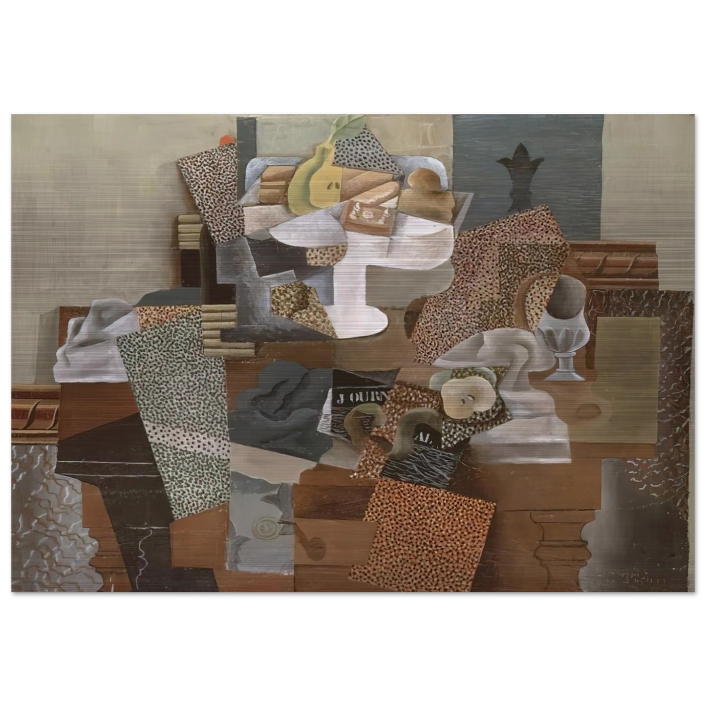 Still Life with Compote and Glass - 1914 - Pablo Picasso Brushed Aluminum Print - 70x100 cm / 28x40 inches | Pablo Picasso Aluminum Print | Pablo Picasso Prints