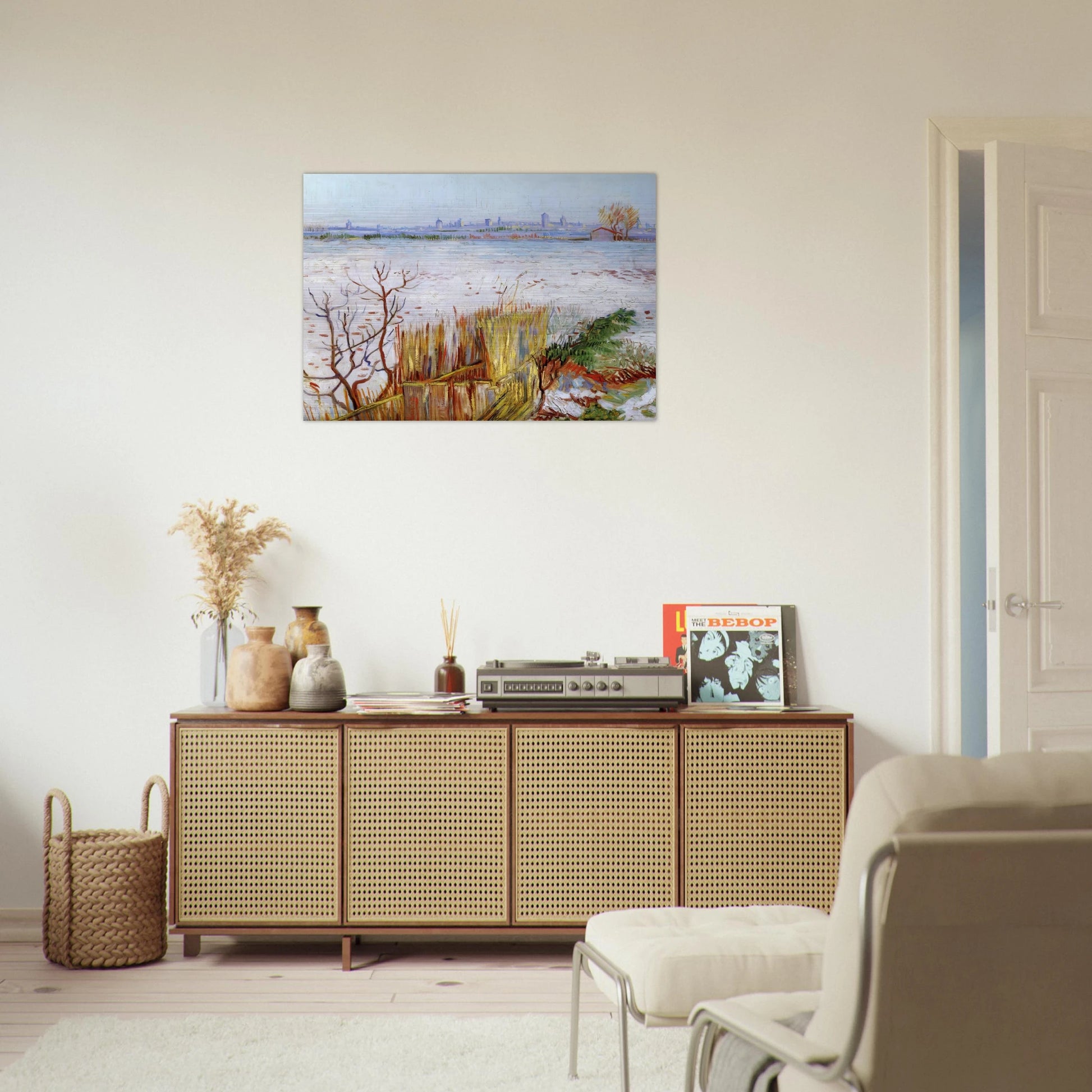 Snowy Landscape with Arles in the Background - Vincent van Gogh Brushed Aluminum Print - 70x100 cm / 28x40 inches | Vincent van Gogh Aluminum Print | Vincent van Gogh Prints