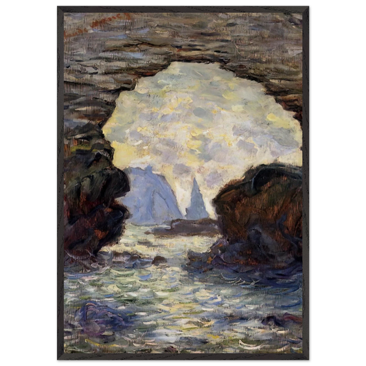 The Rock Needle Seen through the Porte dAumont - claude monet 70x100 cm / 28x40 inches Framed Art Print – Black Wooden Frame