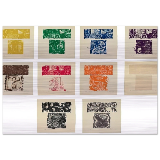 0 9 ULAE 19 1963 - Jasper Johns Brushed Aluminum Print - 70x100 cm / 28x40 inches | Jasper Johns Aluminum Print | Jasper Johns Prints