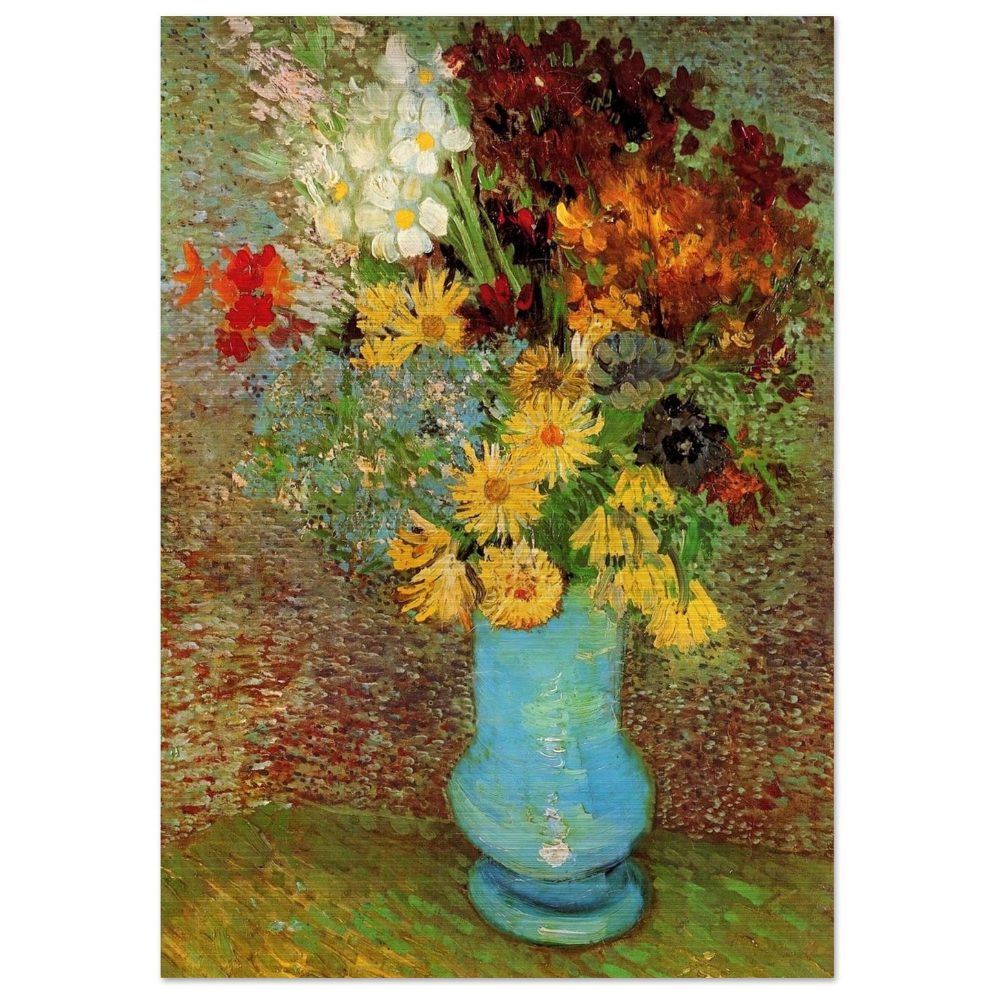 Vase with Daisies and Anemones - Vincent van Gogh Brushed Aluminum Print - 70x100 cm / 28x40 inches | Vincent van Gogh Aluminum Print | Vincent van Gogh Prints