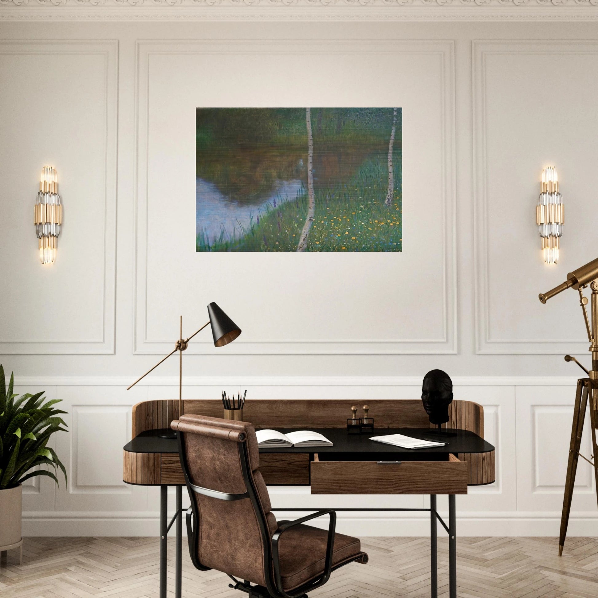 LAKESIDE WITH BIRCH TREES 1901 - Gustav Klimt Brushed Aluminum Print - 70x100 cm / 28x40 inches | Gustav Klimt Aluminum Print | Gustav Klimt Prints