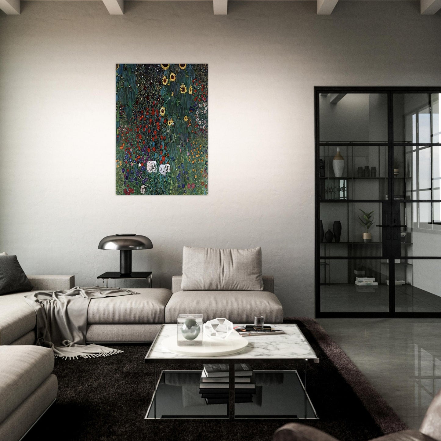 COUNTRY GARDEN WITH SUNFLOWERS 1906 - Gustav Klimt Brushed Aluminum Print - 70x100 cm / 28x40 inches | Gustav Klimt Aluminum Print | Gustav Klimt Prints